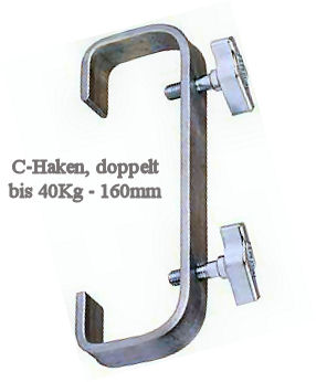 C- Haken doppelt 160mm, 50mm Pipes